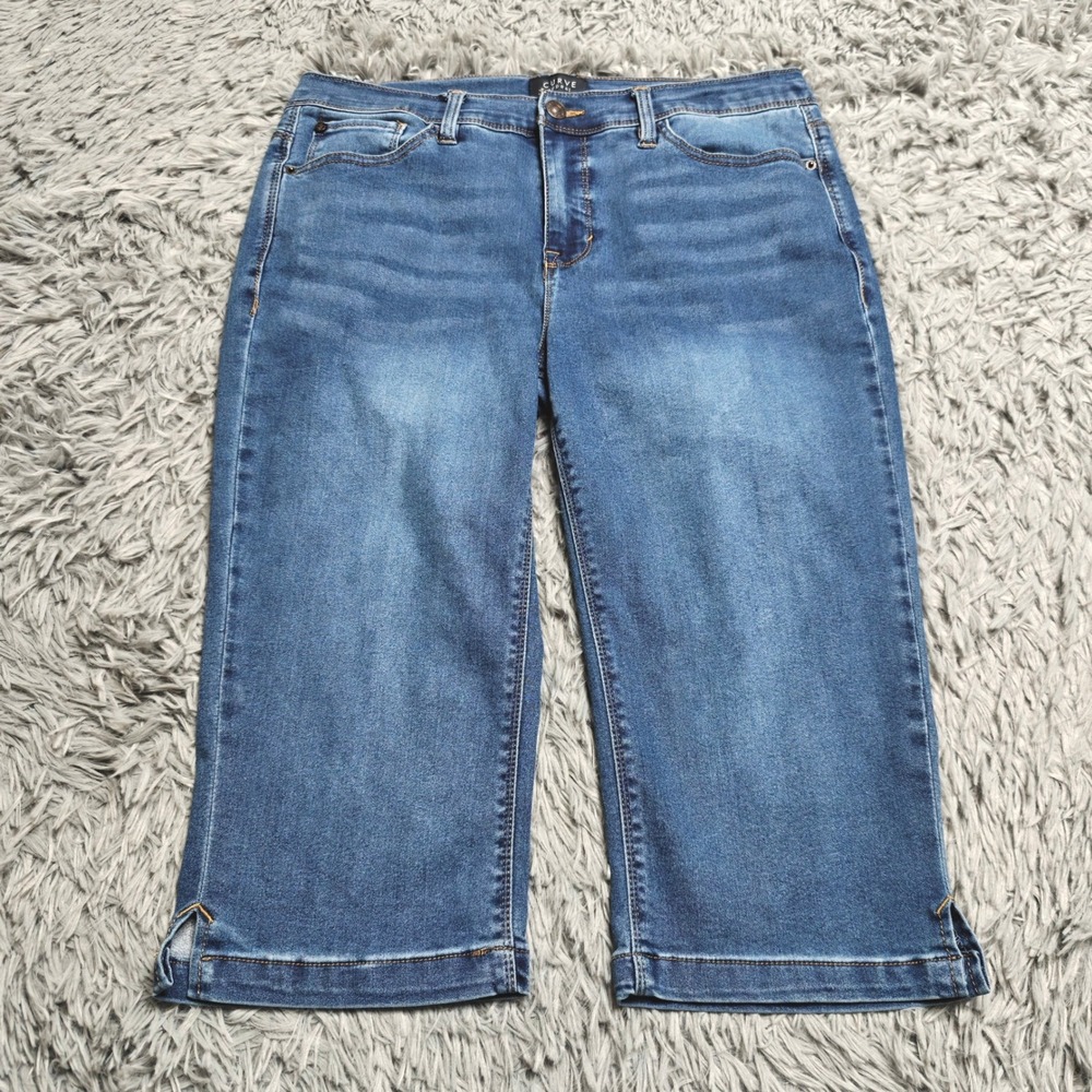 Curve Appeal Capri Jeans Womens Size 10 10/30 Blue Cotton Blend Stretch Denim